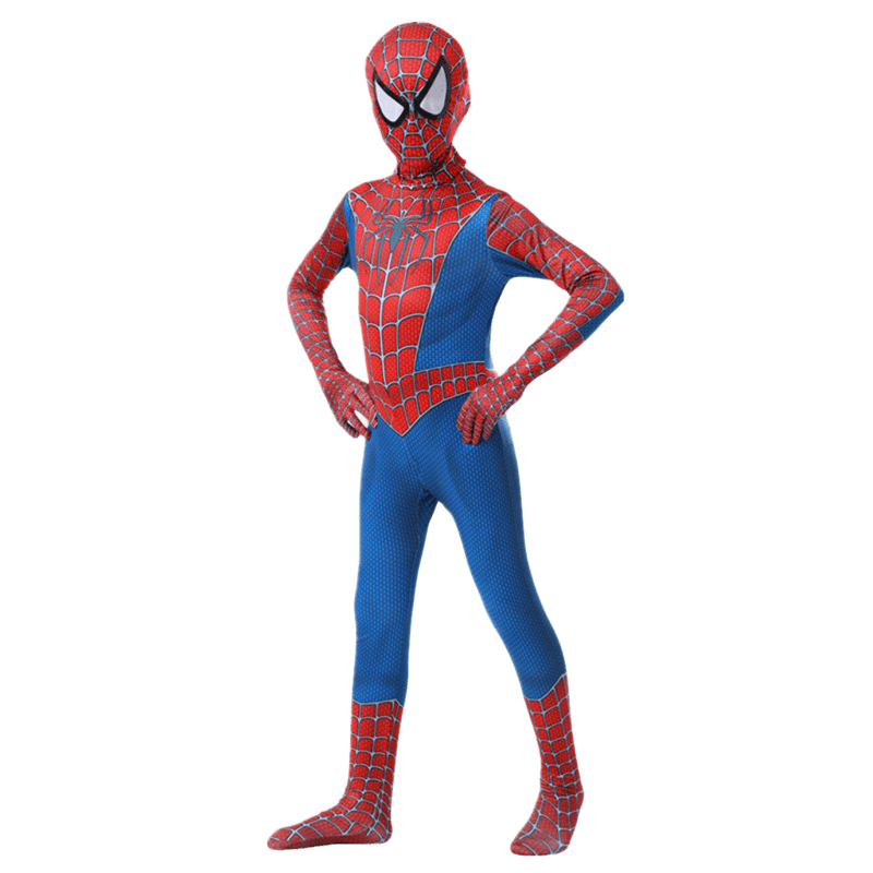 Kids’ Spider Hero Halloween Costume – Red & Black Jumpsuit with Mask