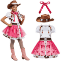 Girls Pink Cowgirl Costume Set – Wild West Sheriff Dress Outfit