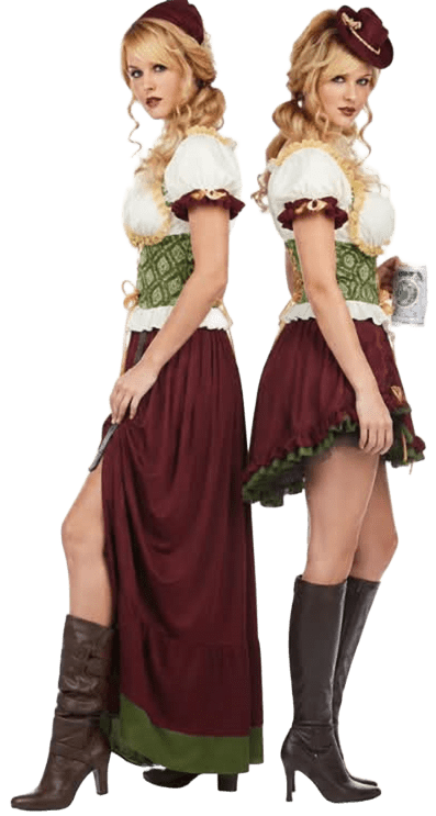 Women’s Bavarian Oktoberfest Dirndl Costume Set – Long & Short Dress