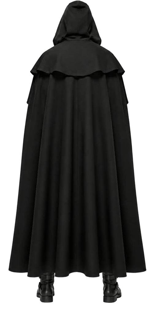 Men’s Black Hooded Halloween Cloak – Gothic Medieval Cape