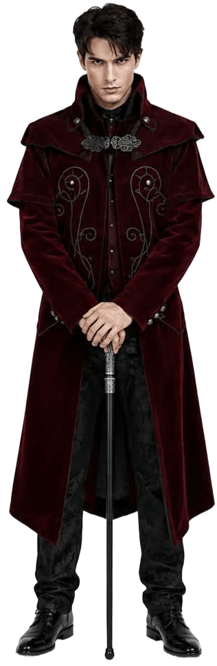 Men’s Gothic Vampire Halloween Costume – Victorian Long Coat