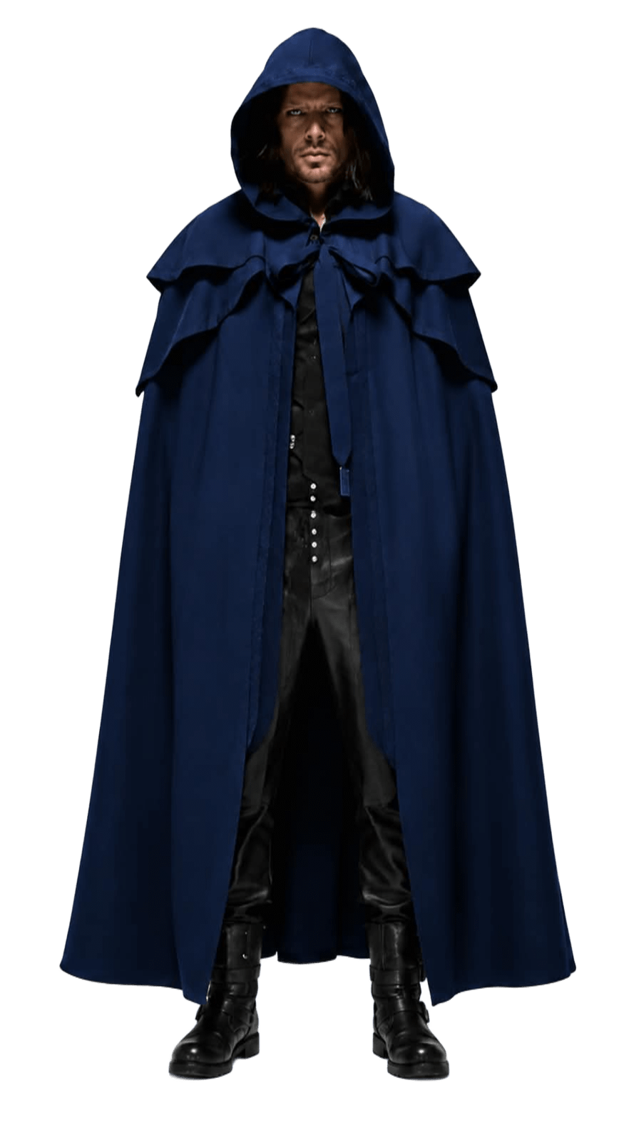 Men’s Black Hooded Halloween Cloak – Gothic Medieval Cape