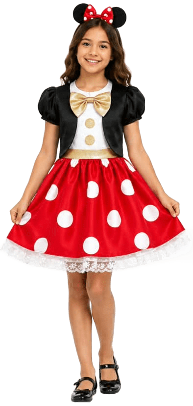 Girls Red Polka Dot Mouse Costume Dress – Halloween Party Outfit