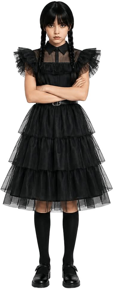 Girls’ Gothic Black Halloween Costume Dress Set