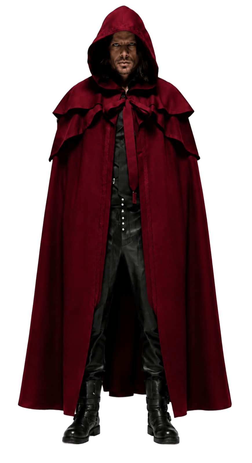 Men’s Black Hooded Halloween Cloak – Gothic Medieval Cape
