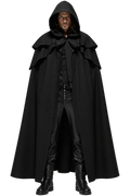 Men’s Black Hooded Halloween Cloak – Gothic Medieval Cape