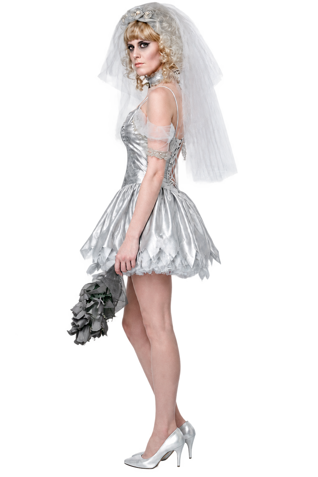 Women’s Ghost Bride Halloween Costume – Haunted Wedding Dress Set