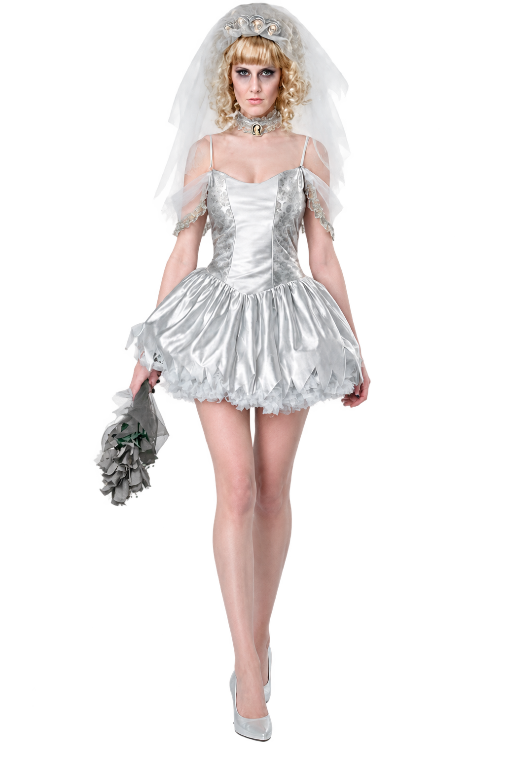 Women’s Ghost Bride Halloween Costume – Haunted Wedding Dress Set