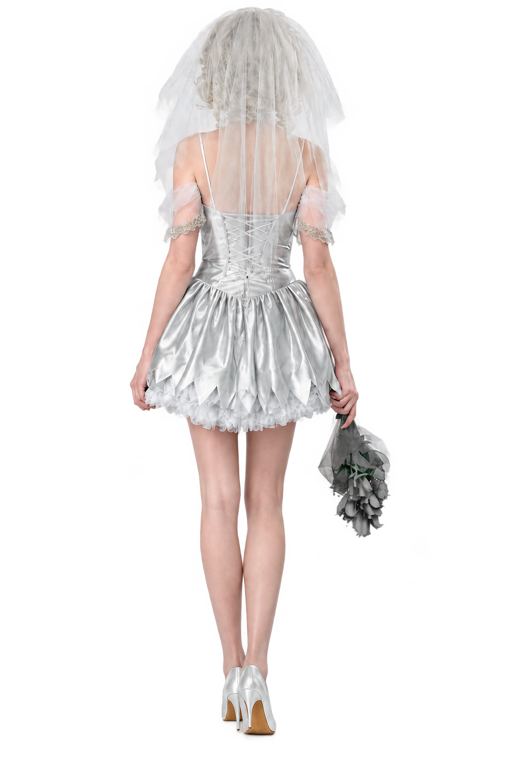 Women’s Ghost Bride Halloween Costume – Haunted Wedding Dress Set