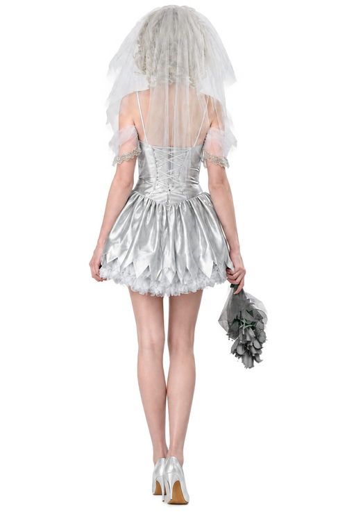 Women’s Ghost Bride Halloween Costume – Haunted Wedding Dress Set