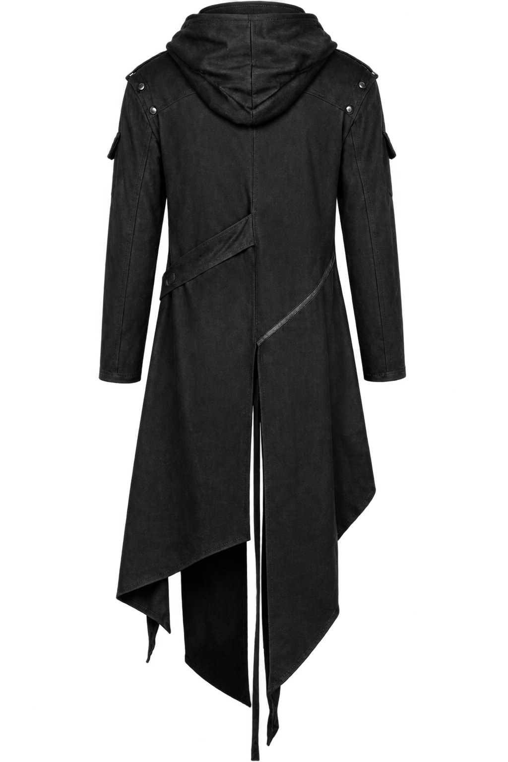 Men’s Gothic Hooded Halloween Coat – Black Steampunk Long Jacket