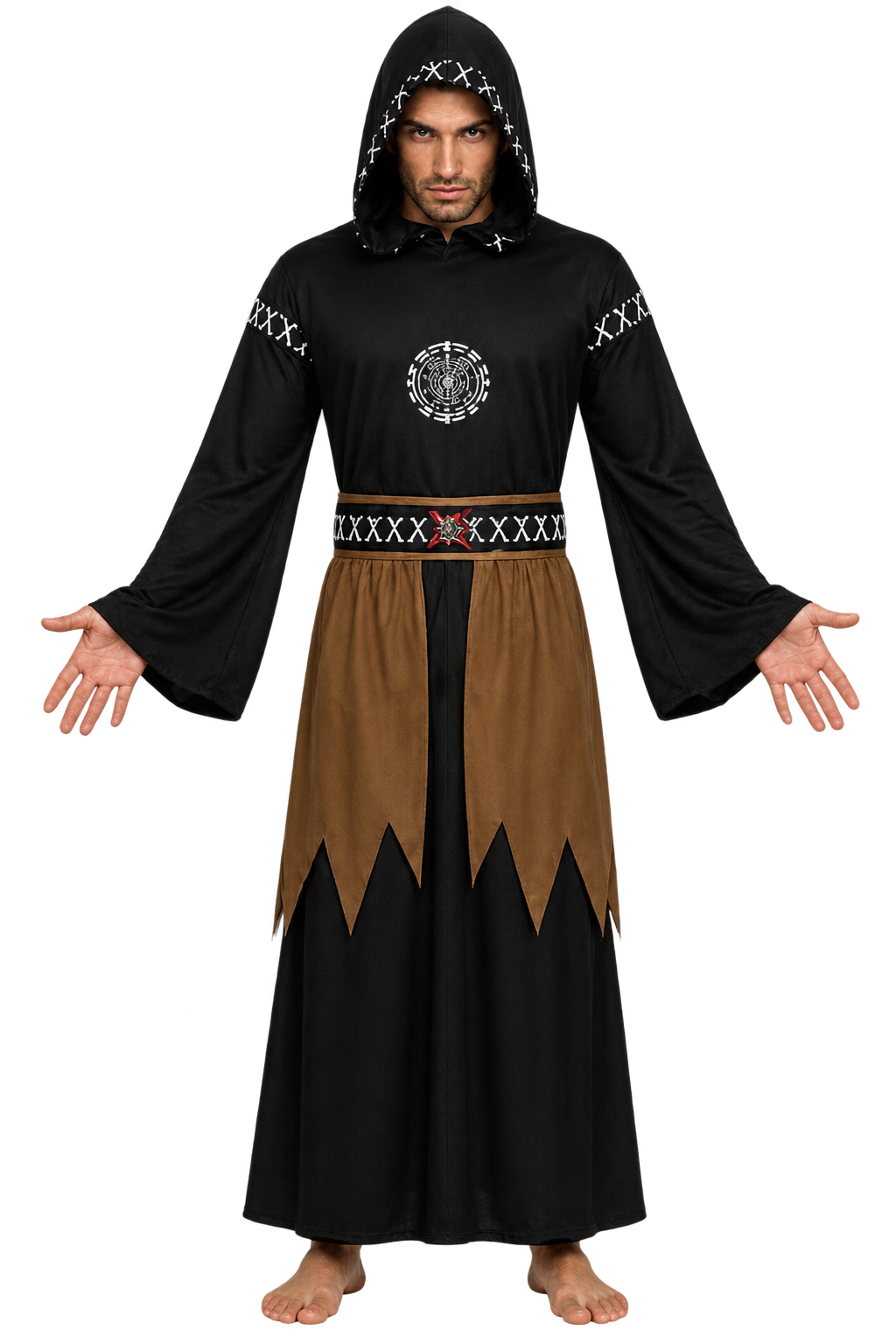Men’s Hooded Dark Monk Halloween Costume Robe
