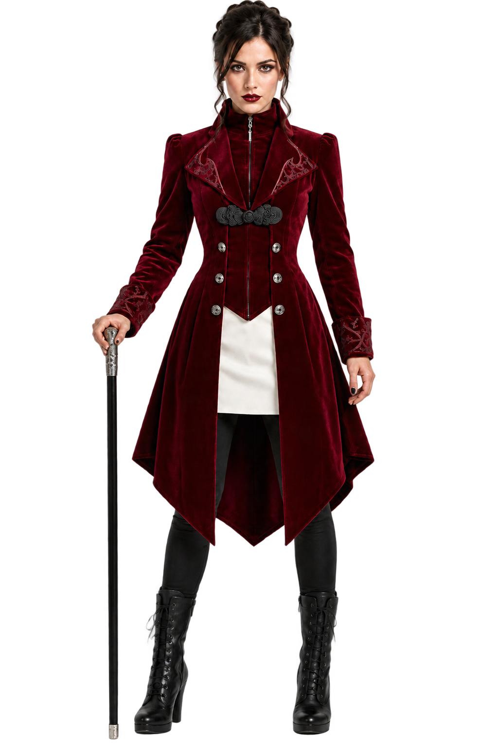 Women’s Gothic Victorian Tailcoat – Vampire Halloween Costume Coat