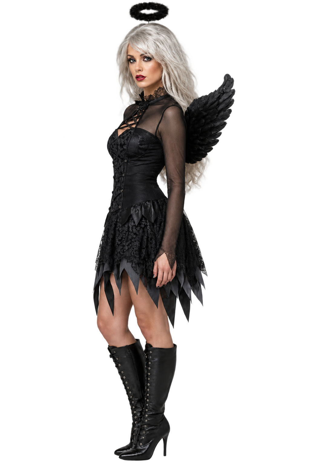 Women’s Black Fallen Angel Costume – Gothic Halloween Outfit