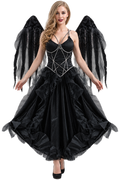 Women’s Gothic Black Angel Costume Dress – Halloween Fantasy Outfit