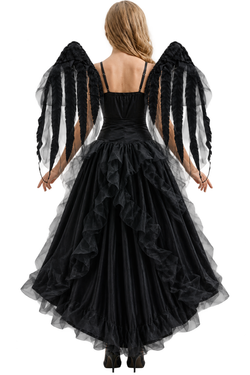 Women’s Gothic Black Angel Costume Dress – Halloween Fantasy Outfit