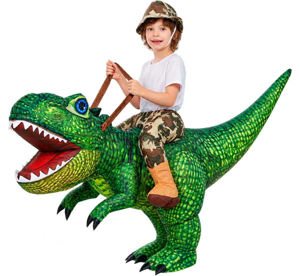 Kids Inflatable T-Rex Rider Costume – Dinosaur Halloween Outfit