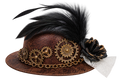 Gothic Steampunk Mini Top Hat – Halloween Feather Gear Costume Hat