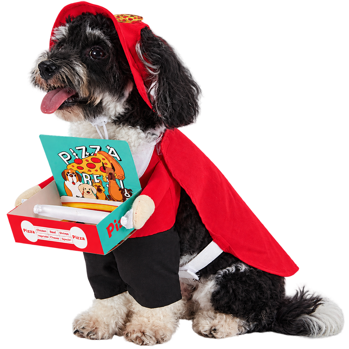 Halloween Pizza Delivery Dog Costume – Funny Food Delivery Outfit for Dogs