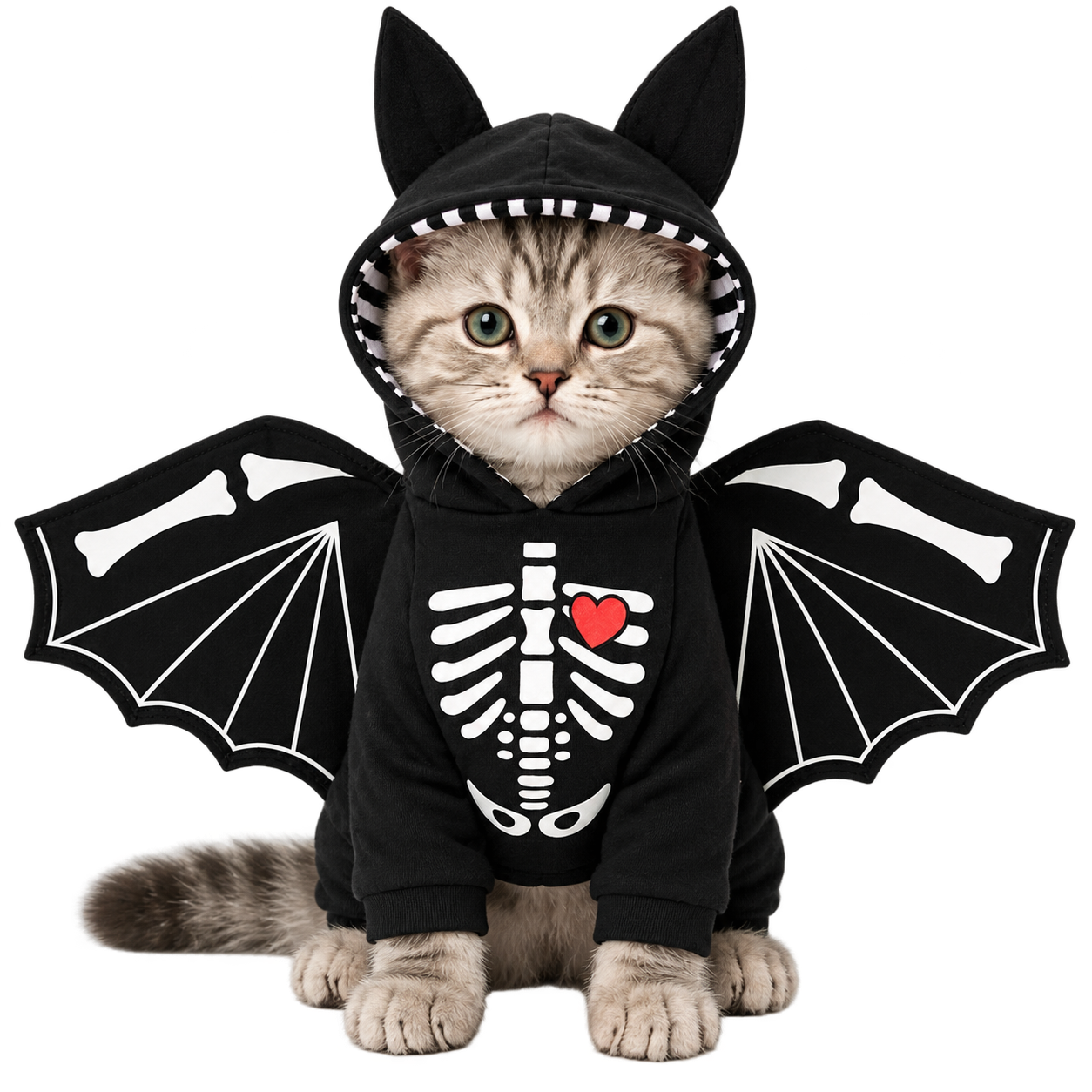 Halloween Bat Cat Costume – Cute Skeleton Wing Hoodie Outfit for Cats