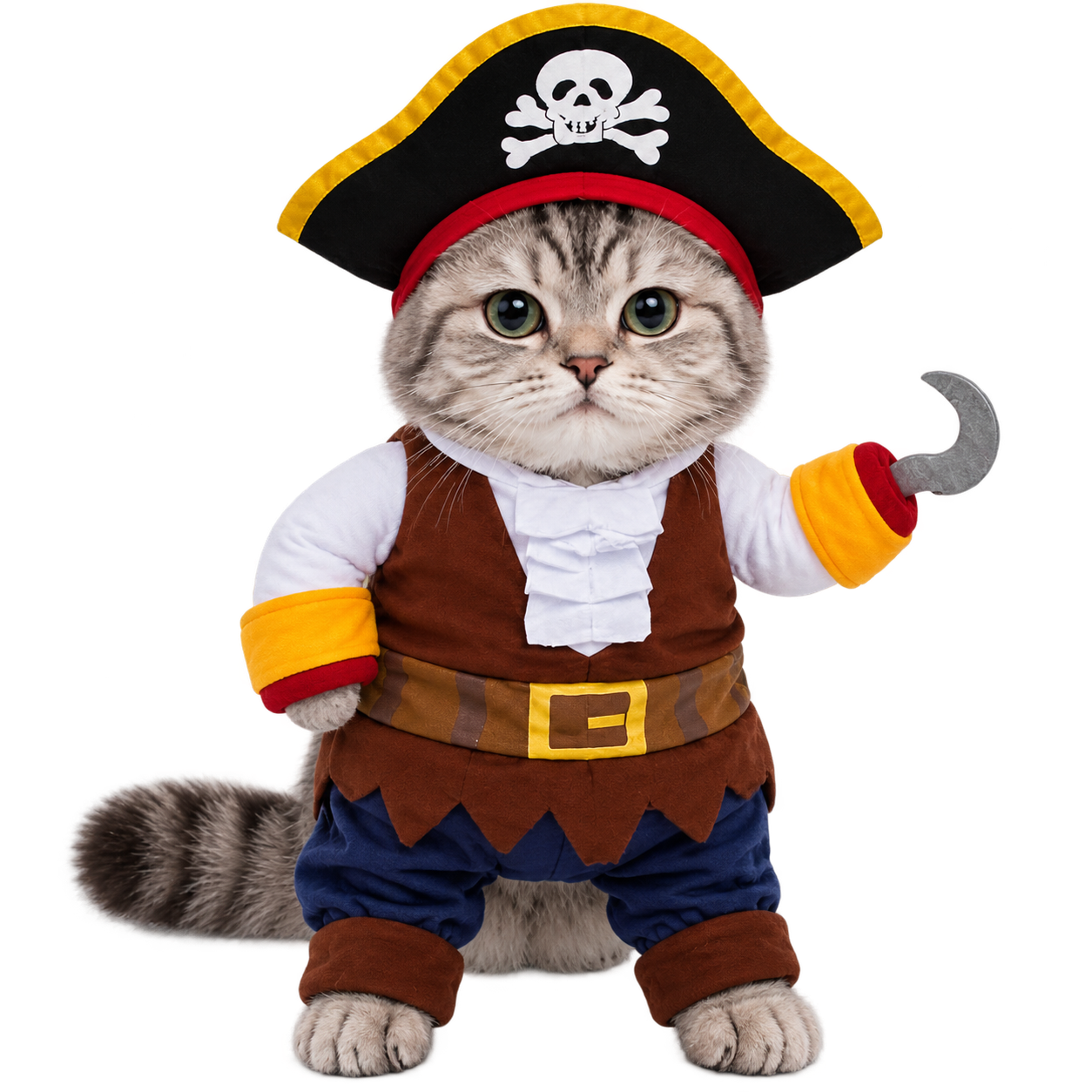 Pirate Cat Costume – Halloween Captain Outfit with Pirate Hat for Cats