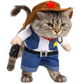 Cowboy Cat Costume – Western Sheriff Outfit with Hat for Cats