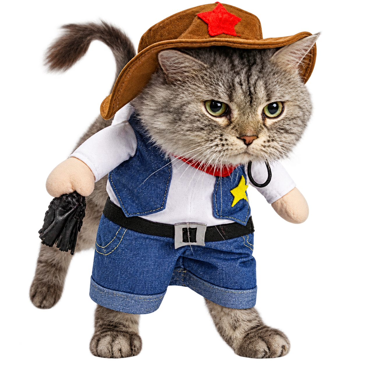 Cowboy Cat Costume – Western Sheriff Outfit with Hat for Cats