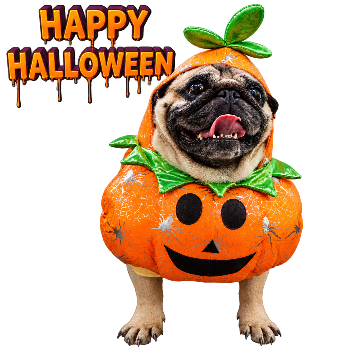 Halloween Pumpkin Dog Costume – Cute Pumpkin Outfit with Hood for Dogs