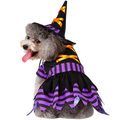 Halloween Witch Cat Costume – Purple & Black Witch Dress with Hat for Cats