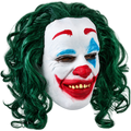 Creepy Clown Mask with Green Hair – Halloween Horror Costume Mask