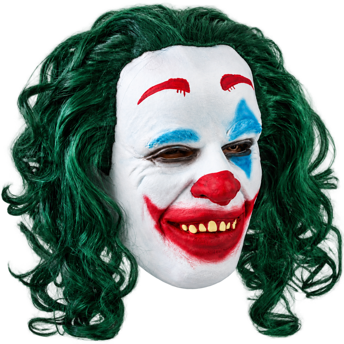 Creepy Clown Mask with Green Hair – Halloween Horror Costume Mask