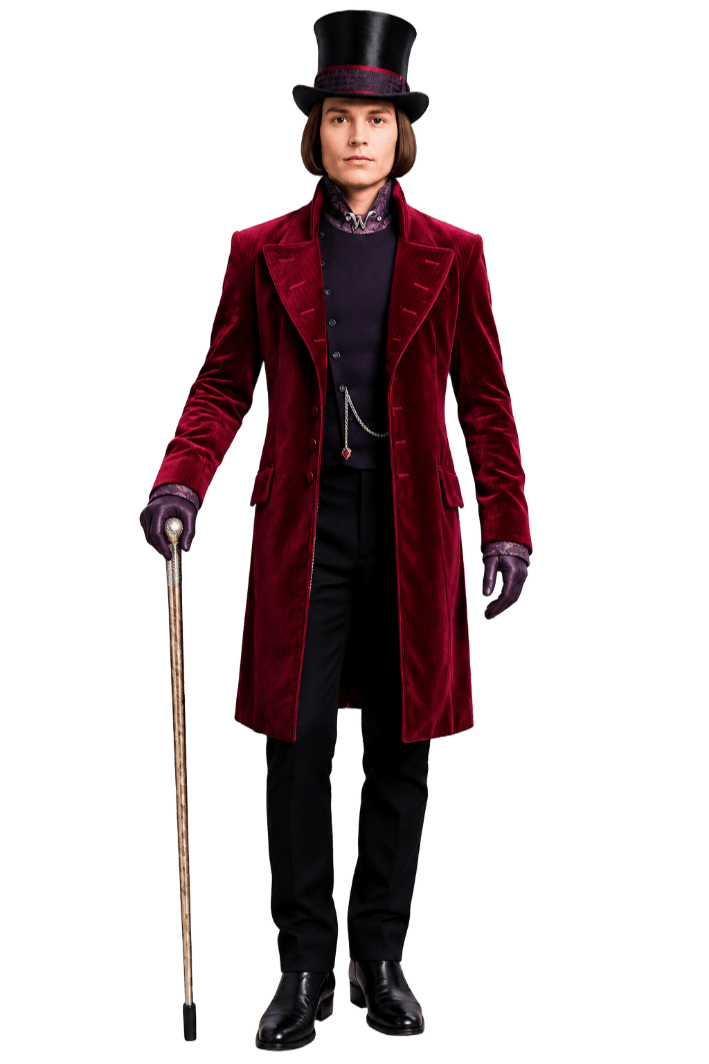 Premium Chocolate Factory Gentleman Costume – Purple Velvet Halloween Outfit