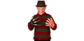Nightmare Slasher Horror Costume Set – Striped Sweater, Burned Face Mask, Fedora Hat & Claw Glove