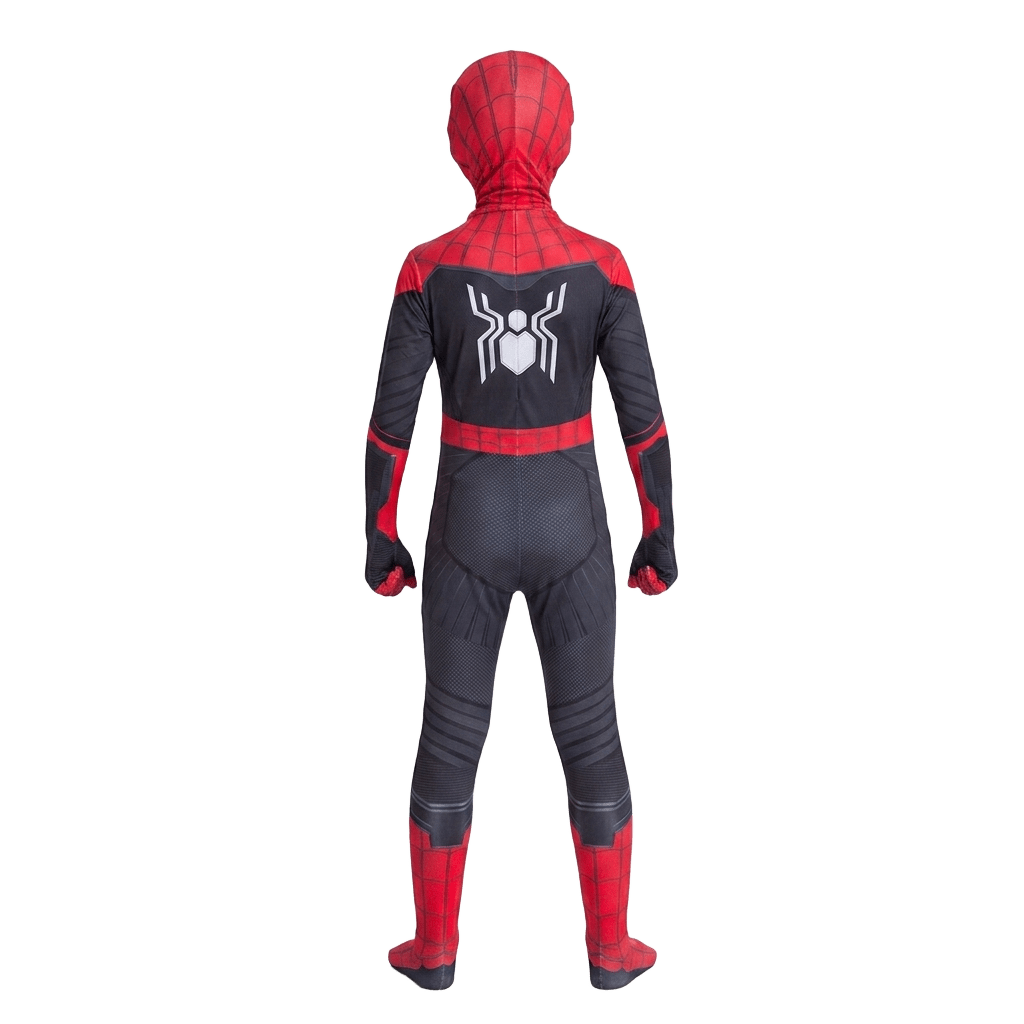 Kids’ Spider Hero Halloween Costume – Red & Black Jumpsuit with Mask